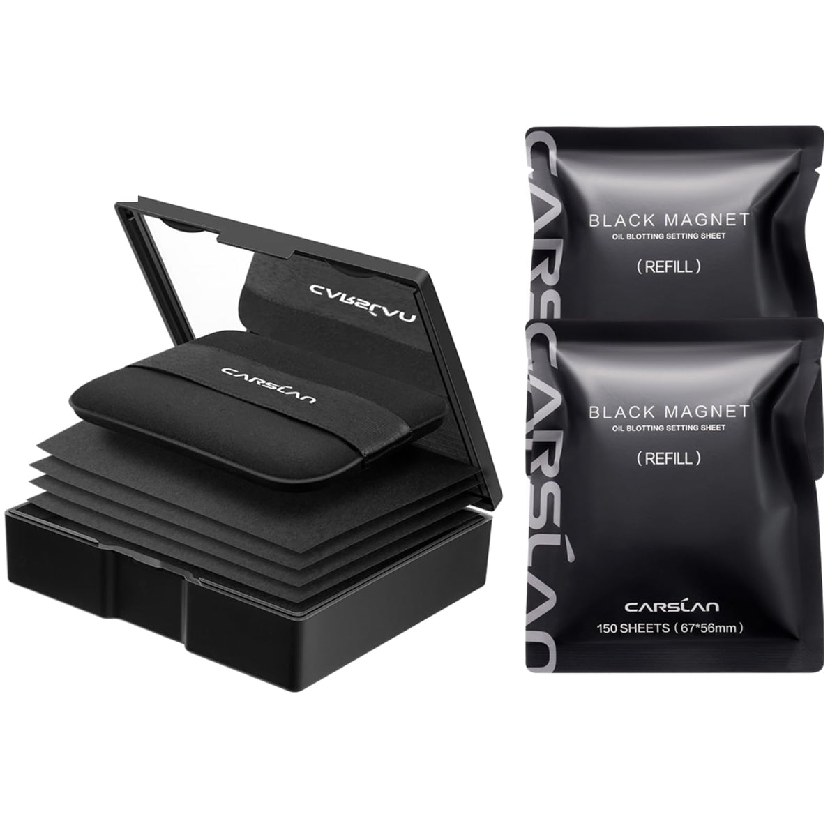 CARSLAN Makeup Blotting Paper pack front view with setting powder