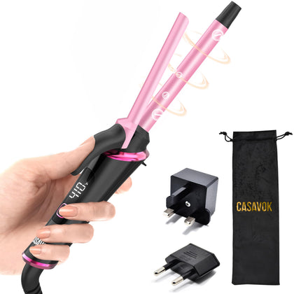 Casavok Mini Travel Curling Iron front view with 1/2 inch barrel