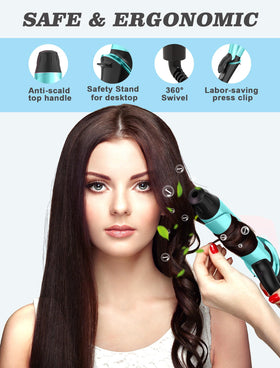 Casavok Mini Travel Curling Iron with temperature settings displayed