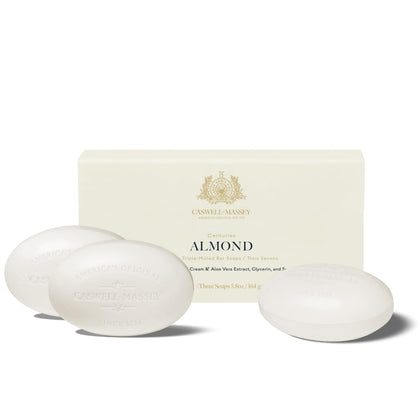 Caswell-Massey Natural Bar Soap Gift Set front view with three bars