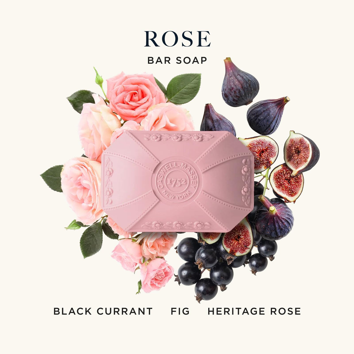 Caswell-Massey Rose Natural Bar Soap side view showing texture