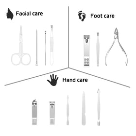 Cater manicure tools arranged neatly in travel case