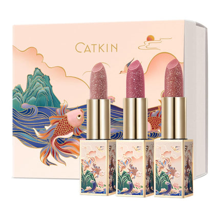 Catkin Tinted Lip Balm Set in gift box with three shades