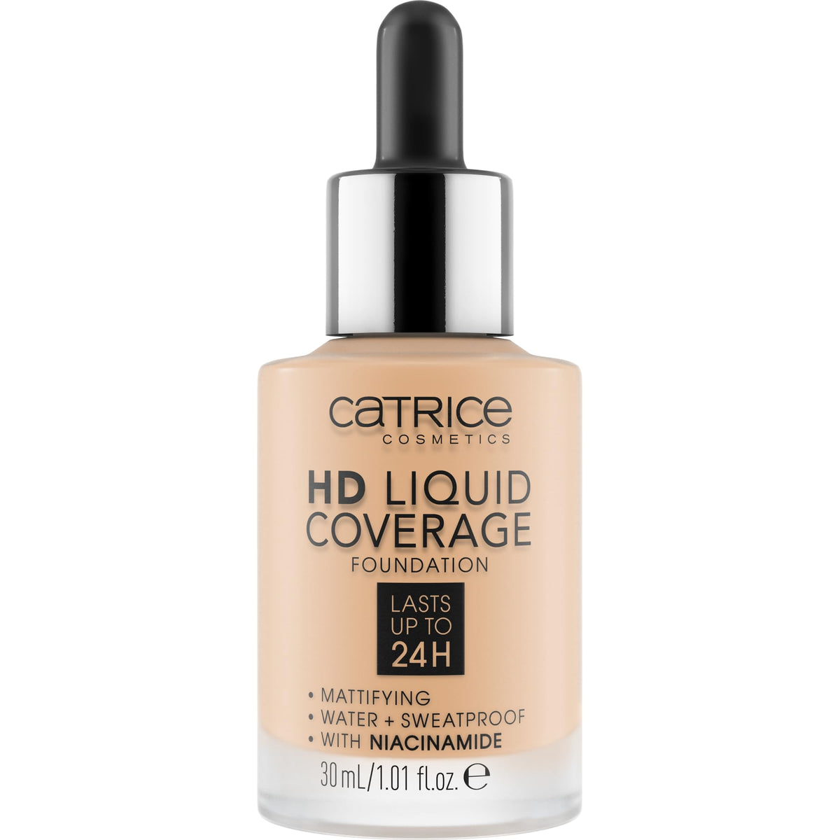 Catrice HD Liquid Coverage Foundation 24HR Wear Fair Beige dropper applicator