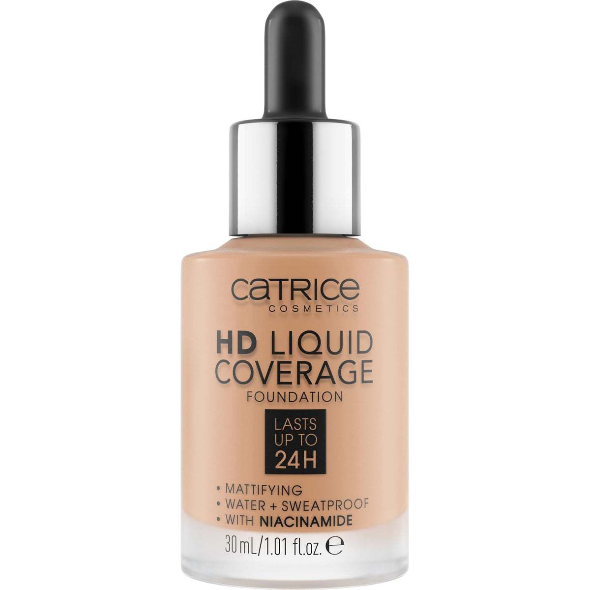 Catrice HD Liquid Coverage Foundation Warm Beige bottle side view