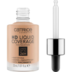 Catrice HD Liquid Coverage Foundation Warm Beige dropper applicator front view
