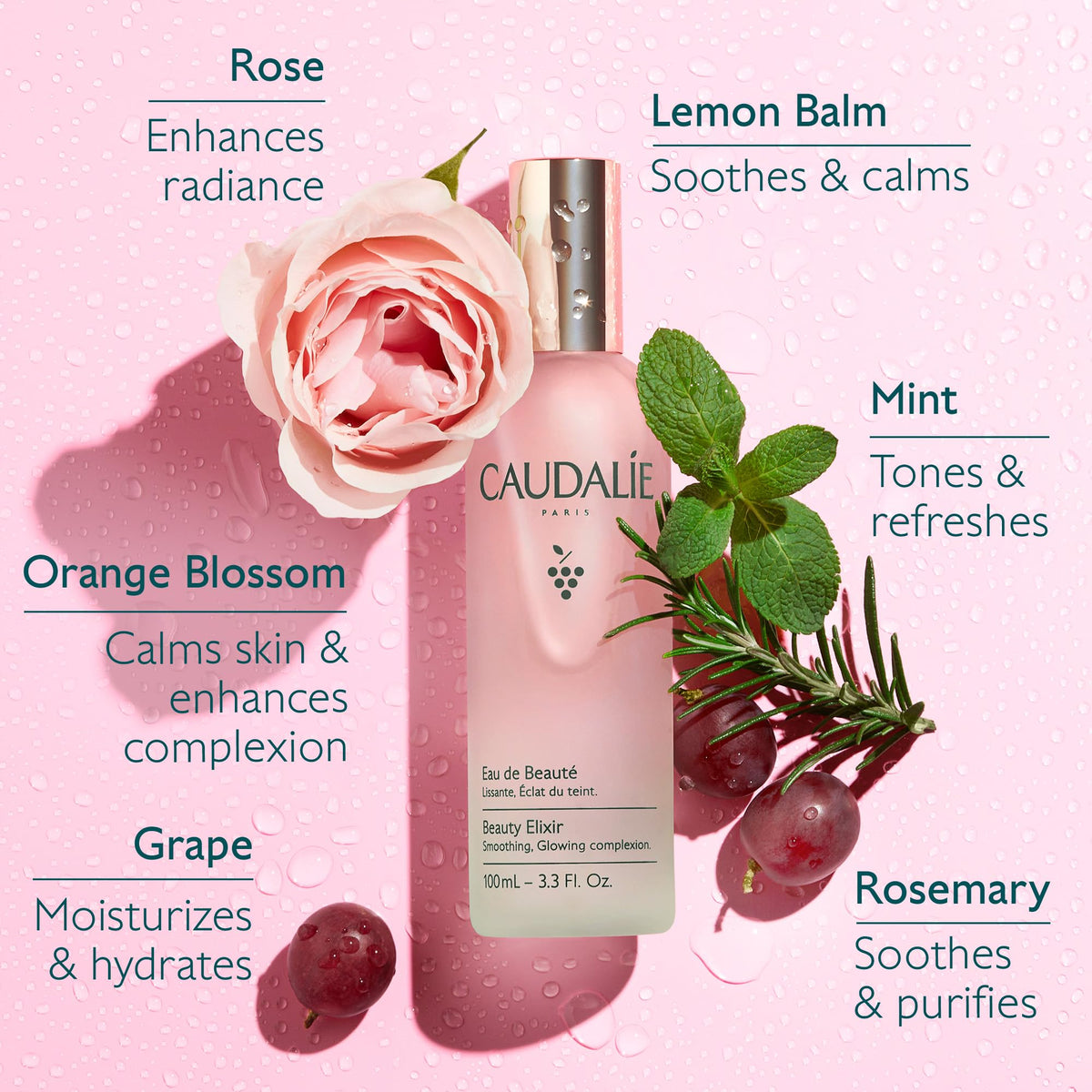 Caudalie Beauty Elixir Glow Face Mist 30 mL lifestyle scene