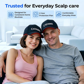 CAYAMA Red Light Hair Growth Cap in use while reading a book
