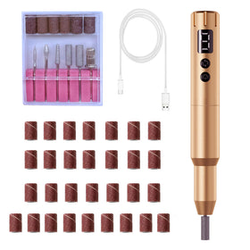 CBVCBV Nail Drill Kit electric rechargeable set in golden colour front view
