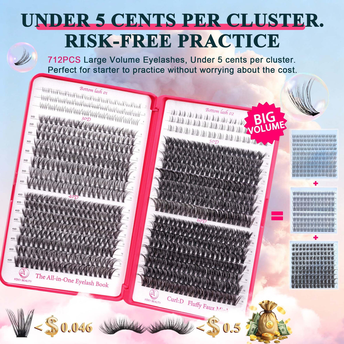 CCODDY Lash Clusters with tweezers and lash brush