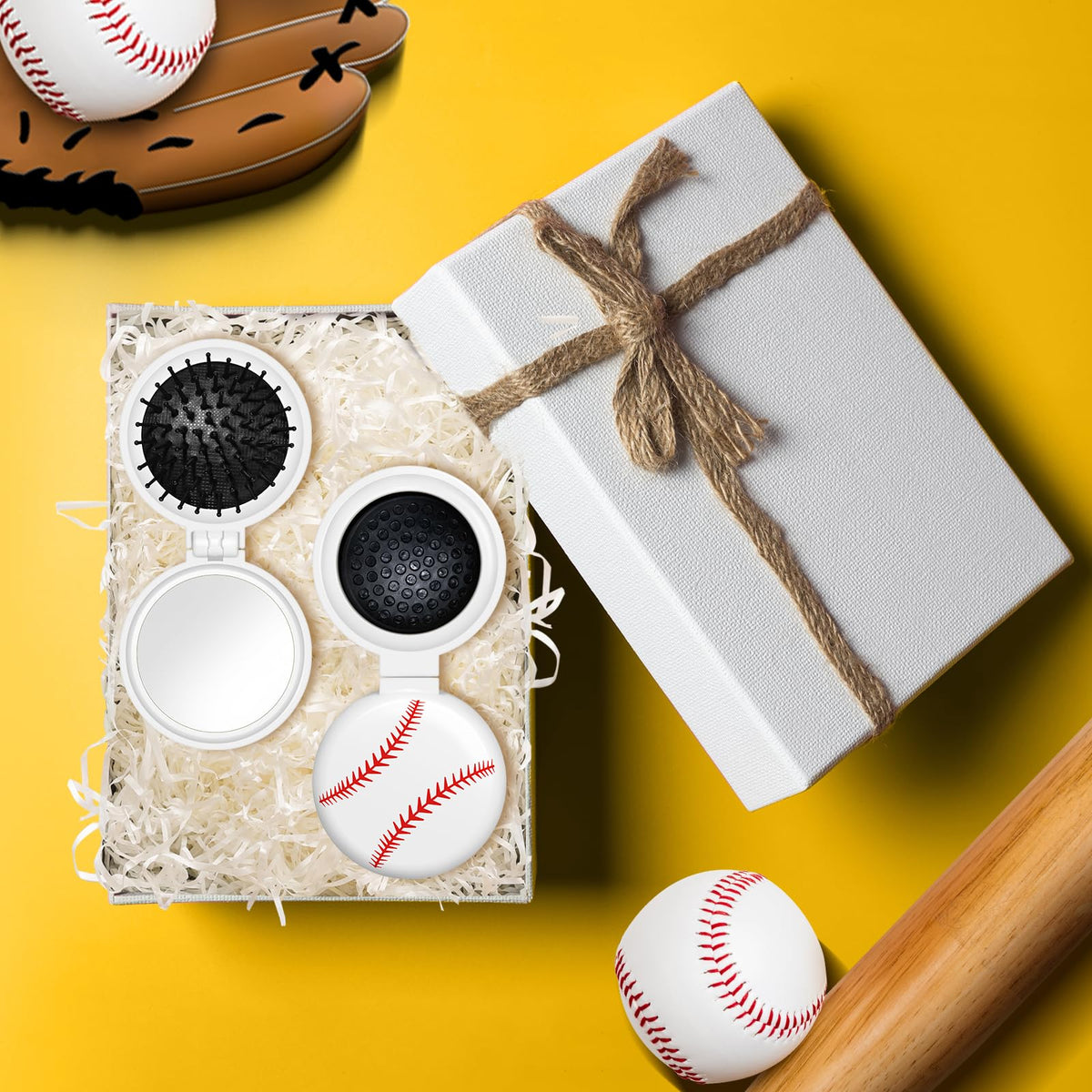 Cecnamt baseball mini detangler brushes set arranged in a sports theme