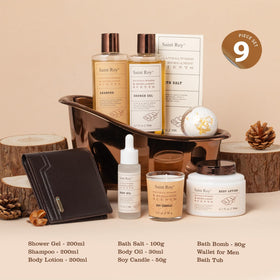 Cedar & Bergamot Shower Gel and Lotion in gift basket