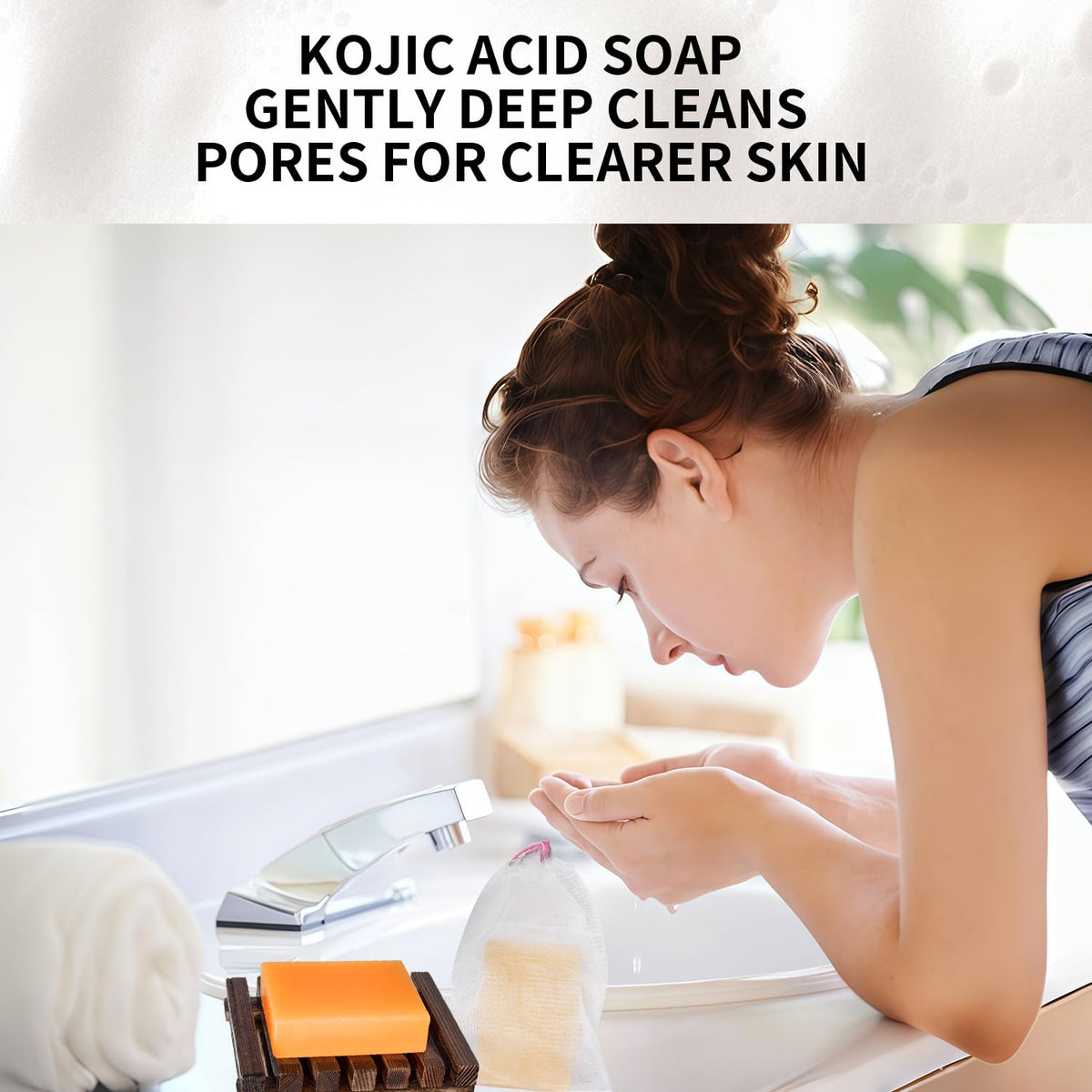 ceedoo Kojic Acid Soap bars displayed with soap holder