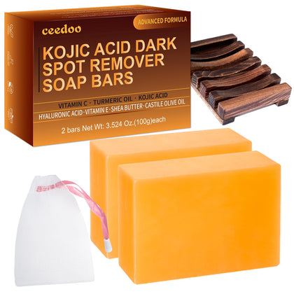 ceedoo Kojic Acid Soap bars with turmeric and vitamin C, front view