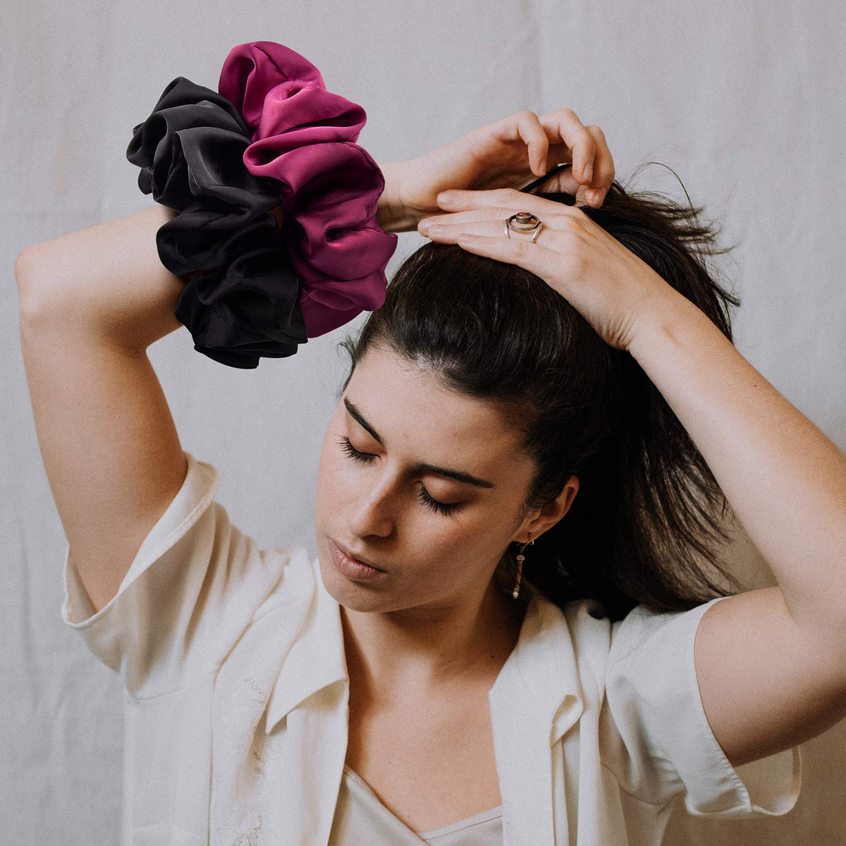CEELGON Big Silk Scrunchies displayed in a stylish arrangement