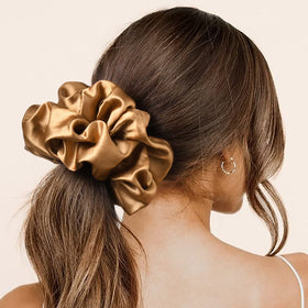 CEELGON extra large scrunchies on a ponytail showcasing their size