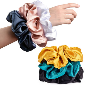 CEELGON large satin scrunchies in assorted colours front view