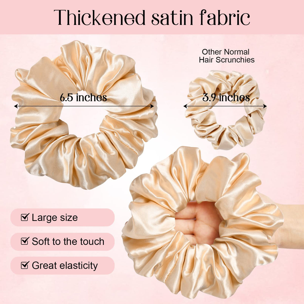 CEELGON large silk satin scrunchies close-up showing soft satin texture