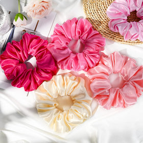 CEELGON Large Silk Satin Scrunchies showing size comparison