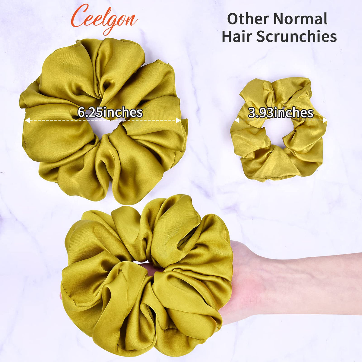 CEELGON large silk scrunchie close-up in pink