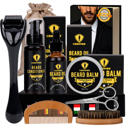 Ceenwes Beard Grooming Kit with oils, balm, and scissors