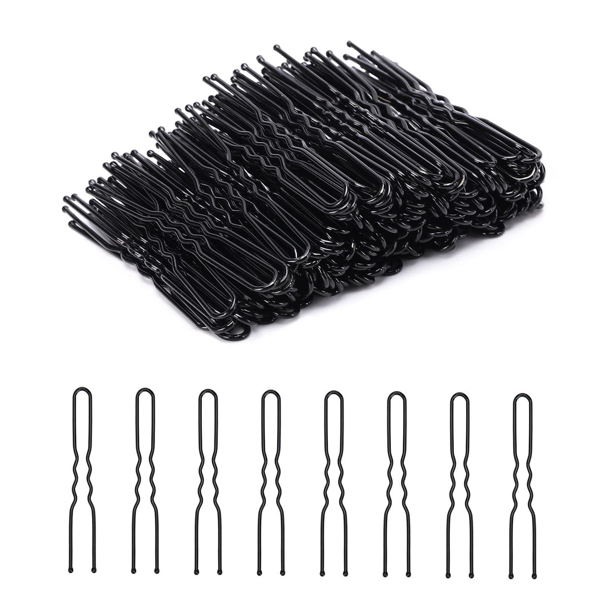 Cehony U-Shaped Hair Pins black 2.4 inch front view