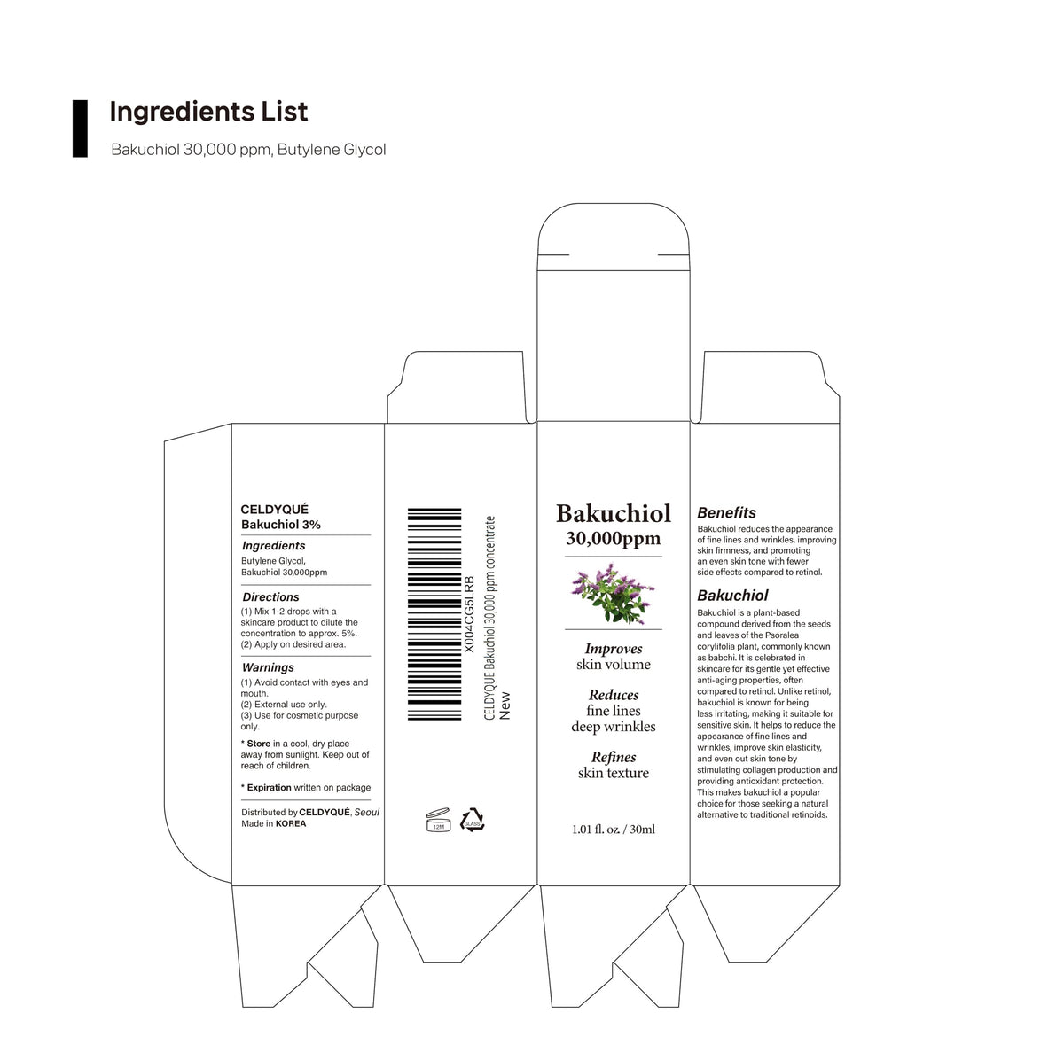 CELDYQUE Bakuchiol Serum ingredients list
