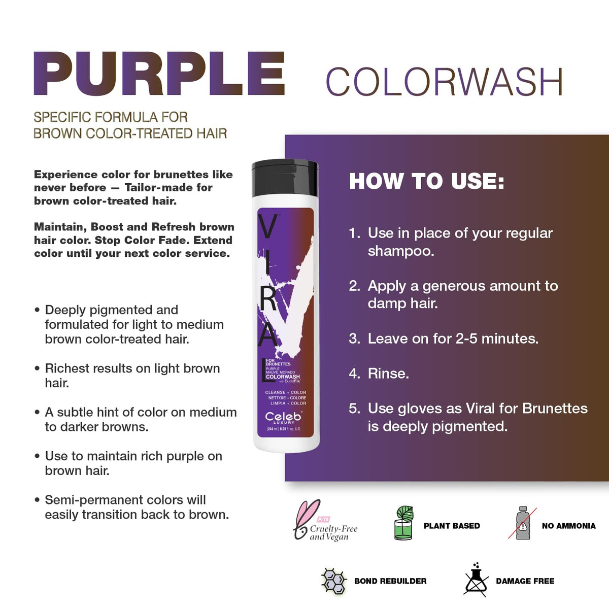 Celeb Luxury Purple Hair Color Depositing Shampoo side view