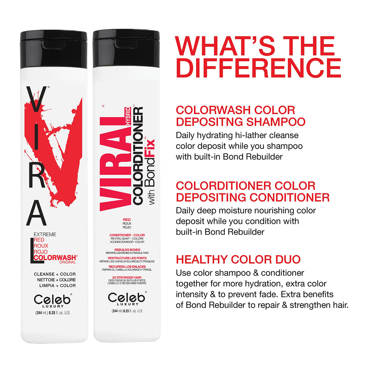 Celeb Luxury Viral Colorwash Extreme Red shampoo packaging details