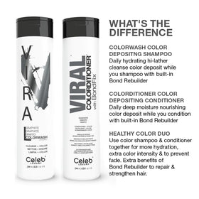 Celeb Luxury Viral Graphite Colorditioner in a bathroom setting