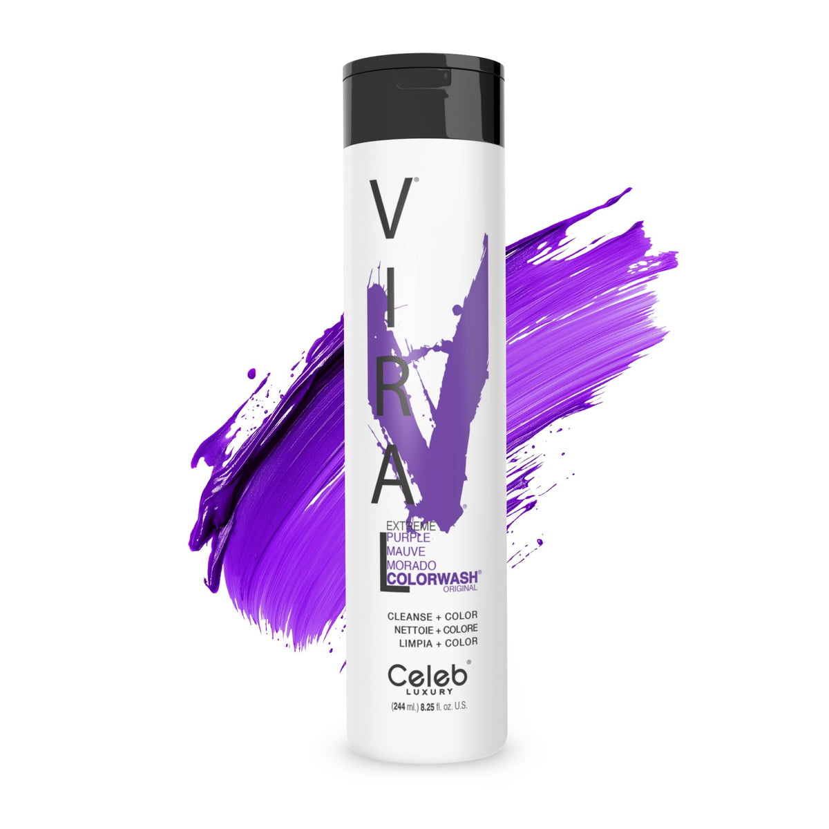 Celeb Luxury Viral Purple Colorwash front view 290g bottle