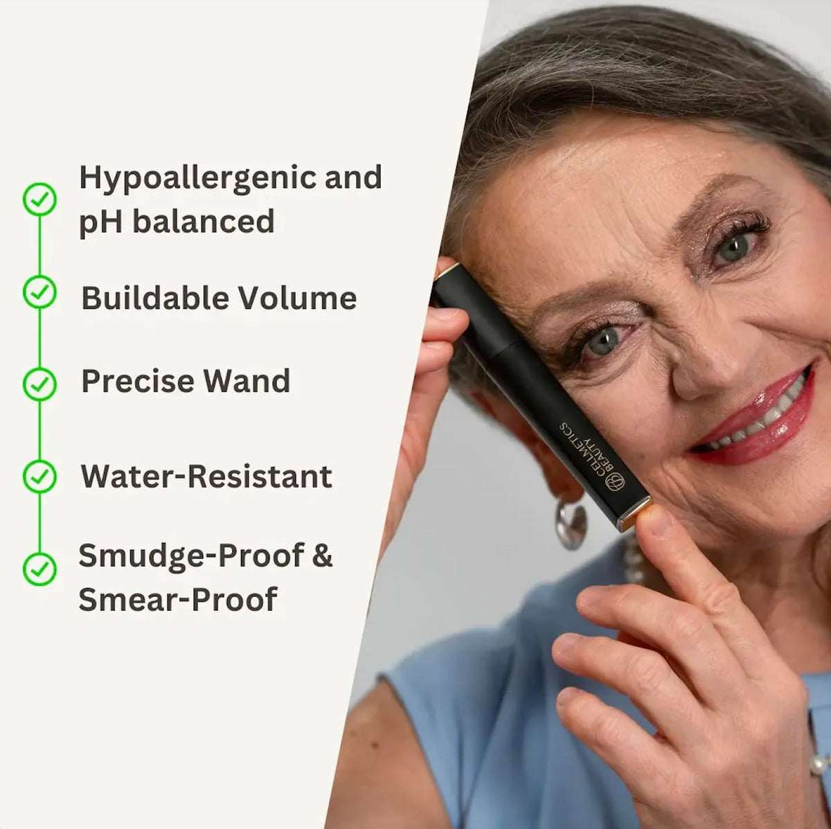 CELLMETICS BEAUTY Mascara wand close-up with flexible brush
