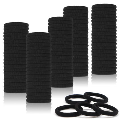 CÉLLOT 100PCS Elastic Hair Ties black bands front view