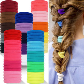 CÉLLOT 100PCS Elastic Hair Ties in classic black front view