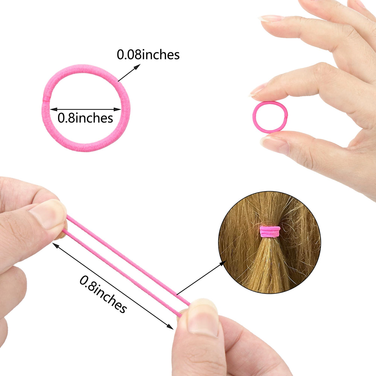 CÉLLOT 360PCS Small Hair Ties close-up of various colours