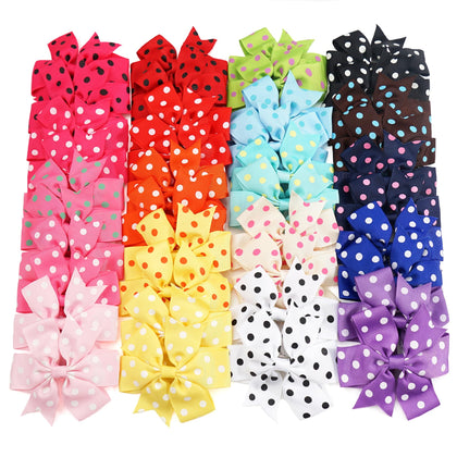 CÉLLOT 40Pc Pinwheel Grosgrain Ribbon Hair Bow Clips assorted colours