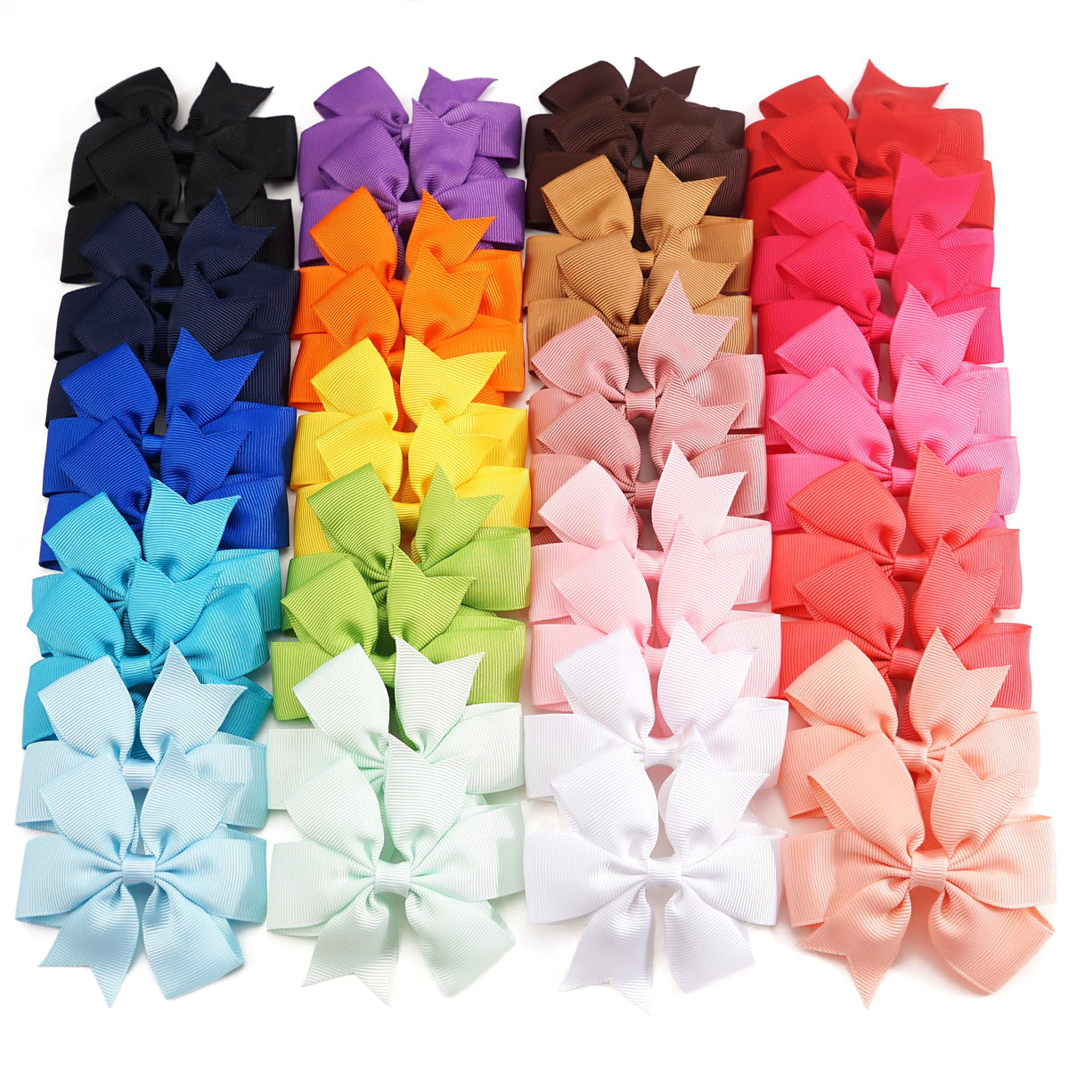 CÉLLOT 40Pcs grosgrain ribbon hair bows assorted colours front view