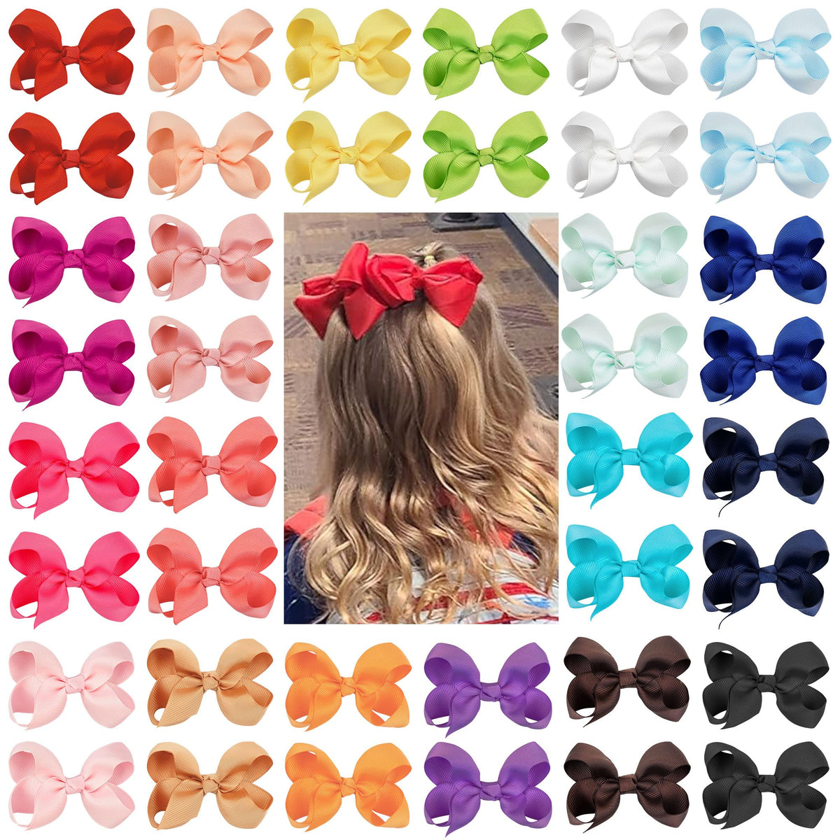 CÉLLOT 40Pcs hair bows assorted colours front view