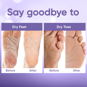 CÉLOR Foot Peeling Mask with a relaxing lavender background