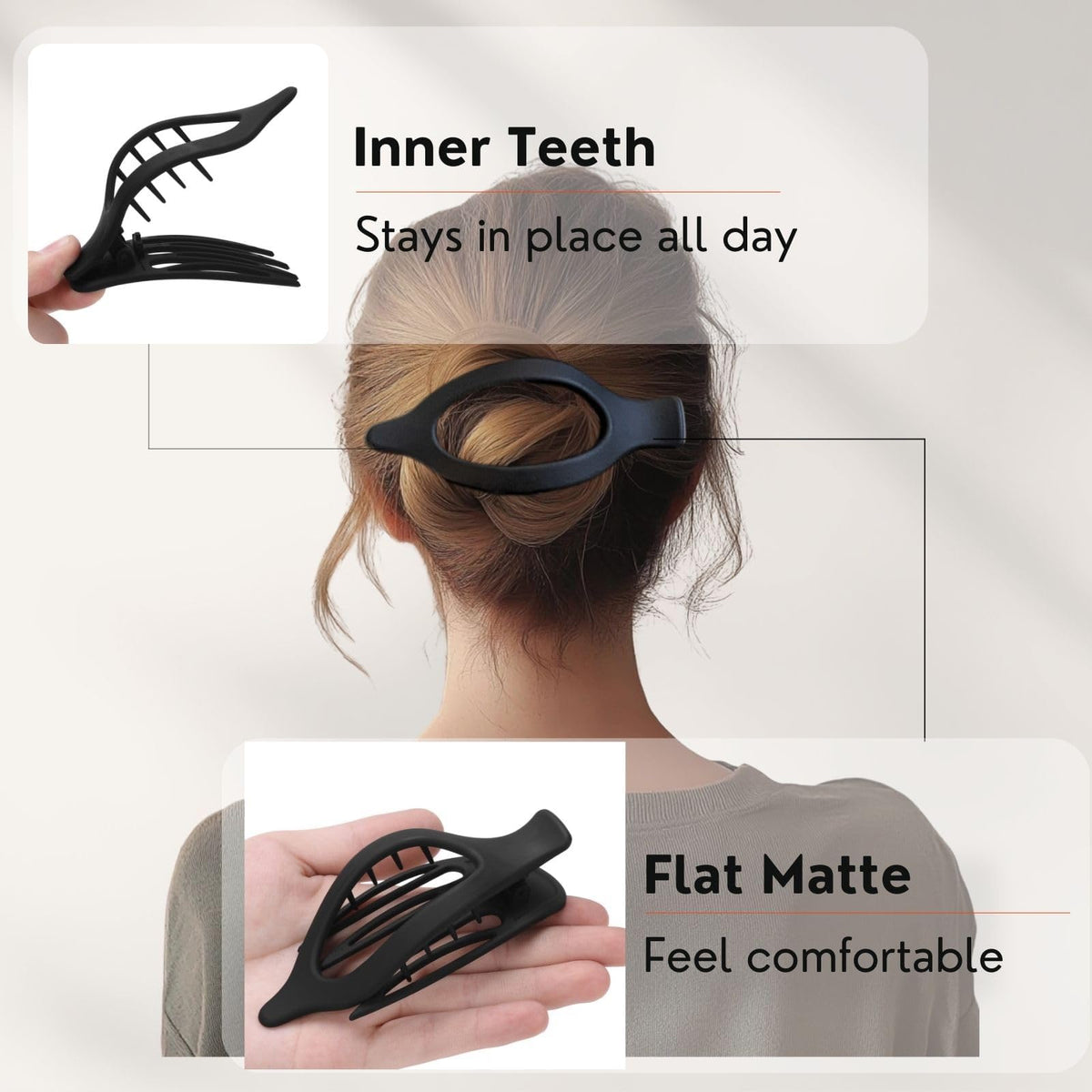 CENTSTAR Flat Hair Clip held in hand for size reference