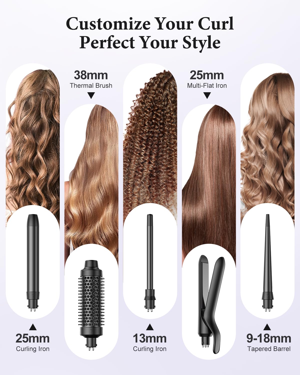 Ceramic flat iron included in BESTOPE PRO curling set