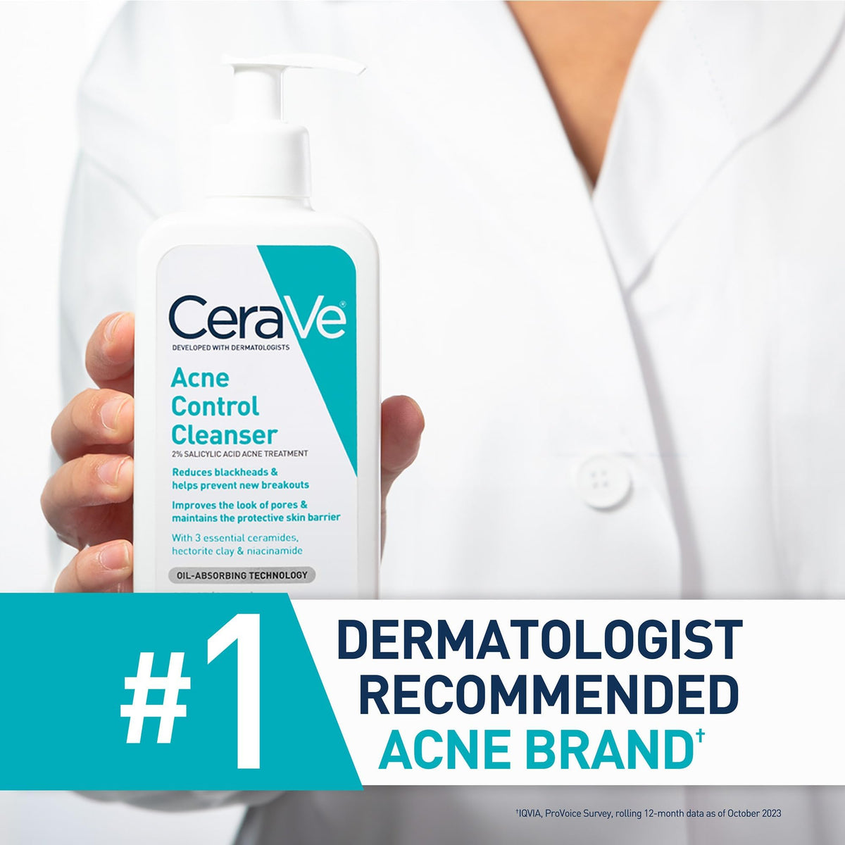 CeraVe Acne Control Cleanser 8 oz back view with ingredient list