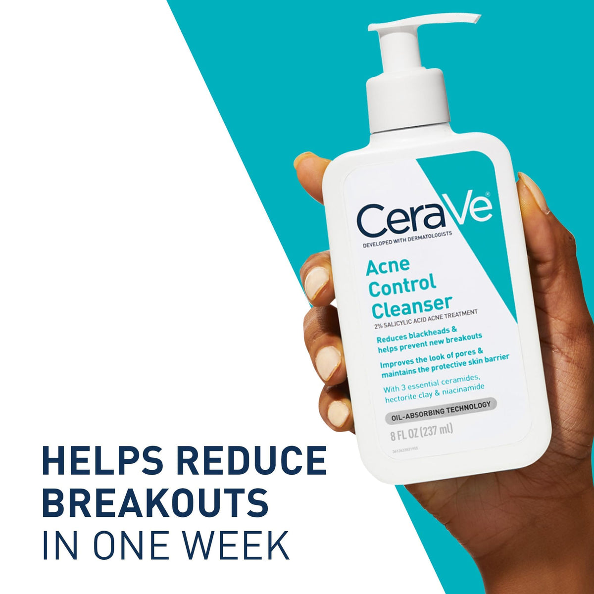 CeraVe Acne Control Cleanser 8 oz side view showing packaging