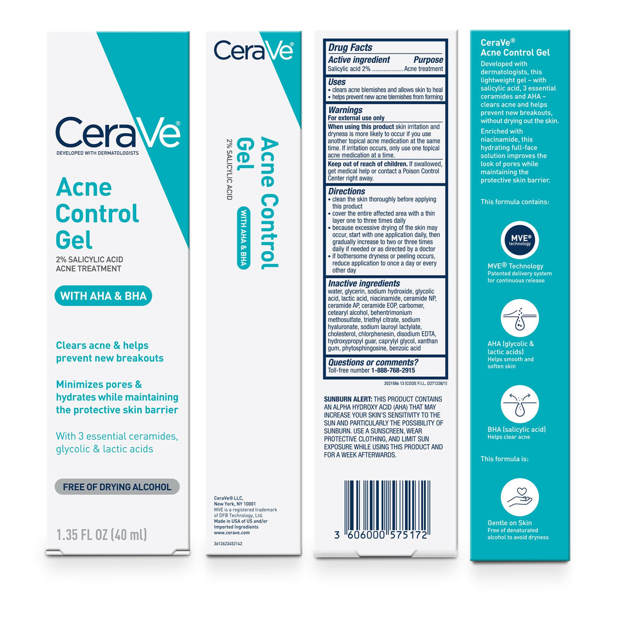 CeraVe Acne Control Gel 1.35oz application on face
