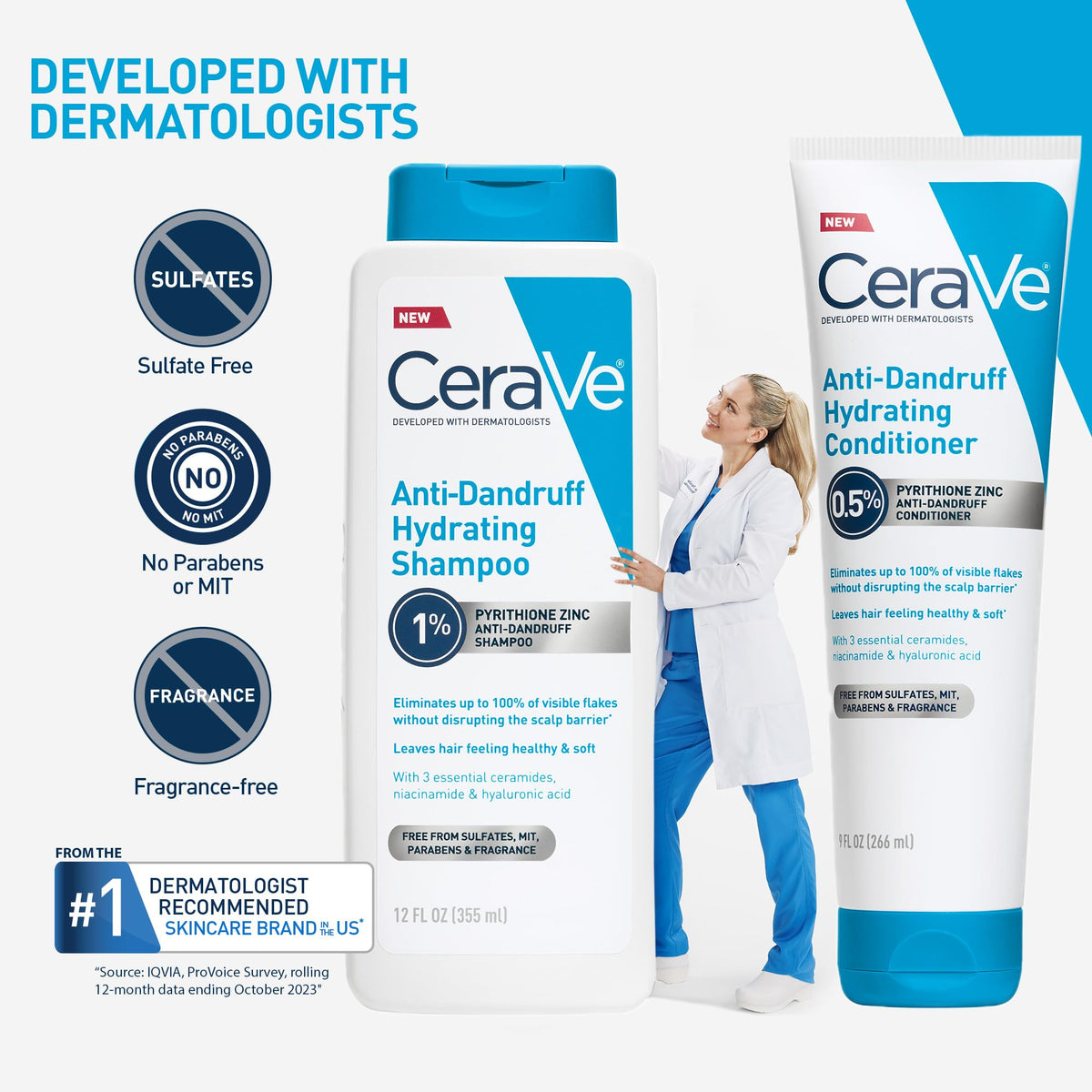 CeraVe Anti-Dandruff Shampoo 19oz with CeraVe Conditioner