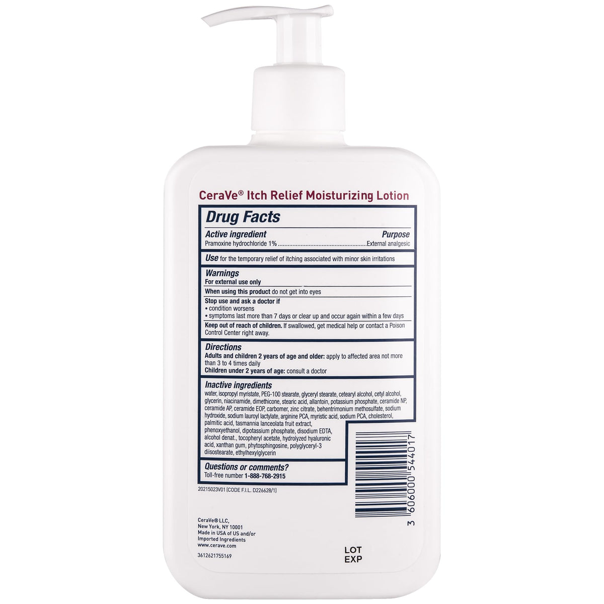 CeraVe Anti Itch Lotion 16oz side view showing texture