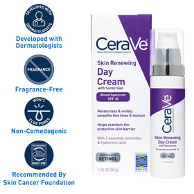 CeraVe Day Cream Anti-Aging Retinol Moisturiser with SPF 30 on a bathroom counter