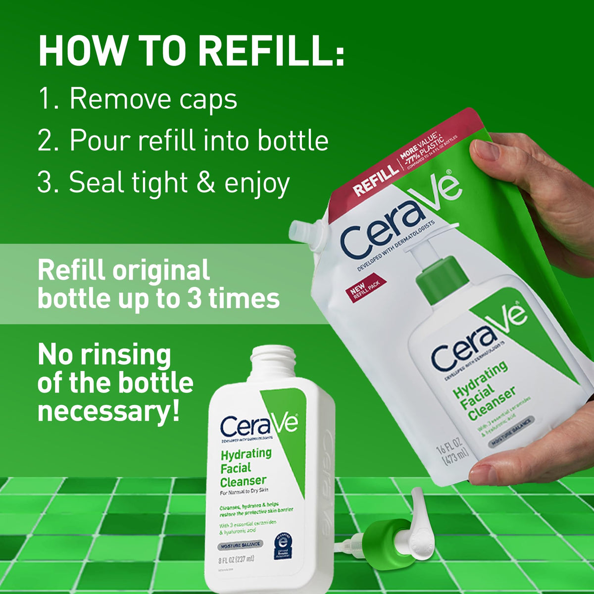 CeraVe Hydrating Cleanser 16oz refill bottle back view