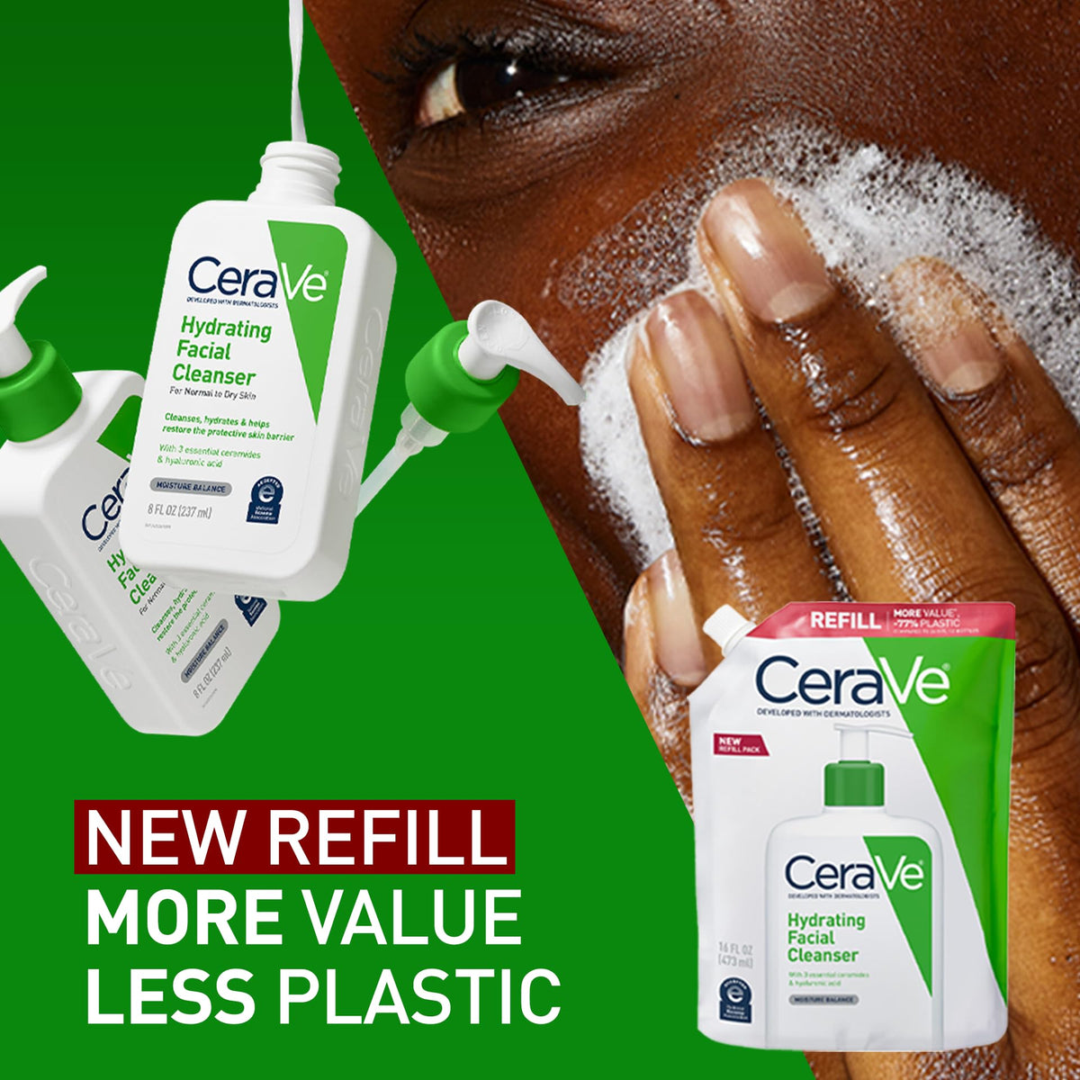 CeraVe Hydrating Cleanser 16oz refill with a towel