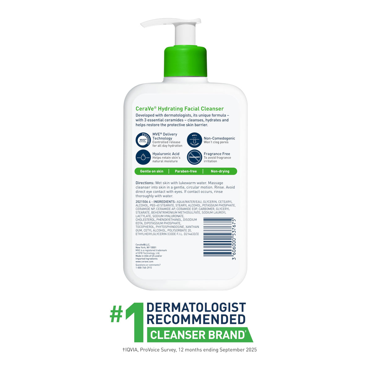 CeraVe Hydrating Cleanser 16oz with water splash